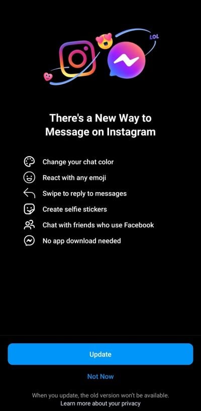 upgrade your Instagram messaging service