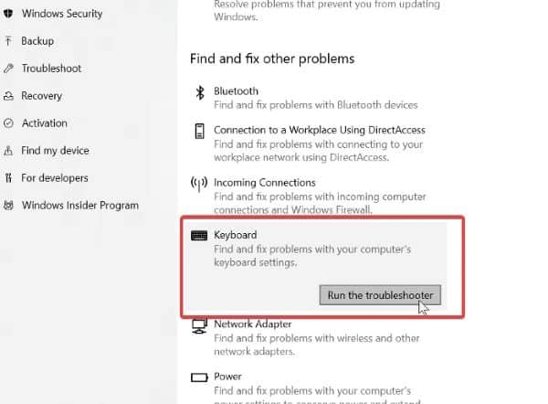Keyboard Troubleshooter