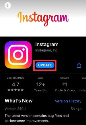 Update the Instagram App on iOS