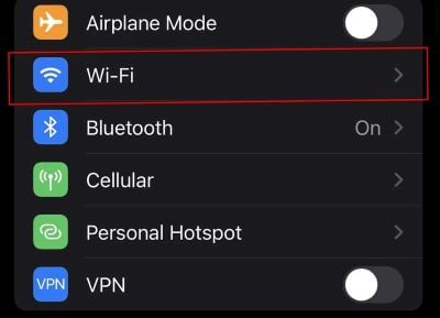 Settings -> Wi-Fi