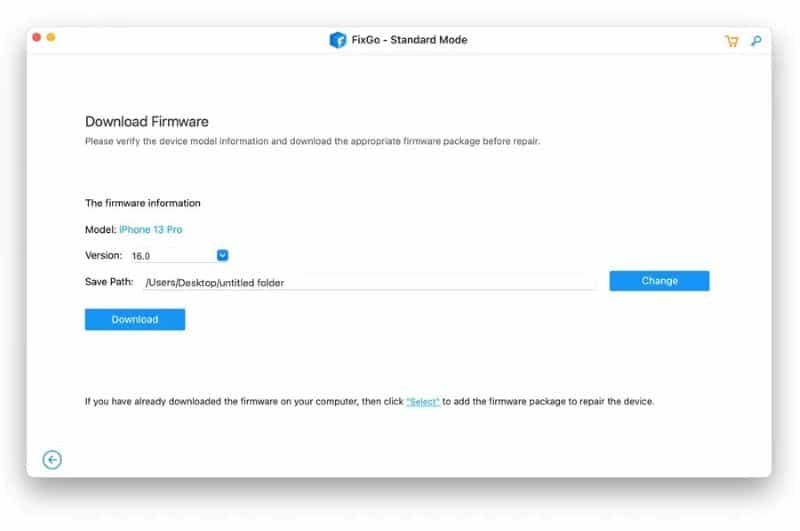 Download Firmware using iToolab FixGo 