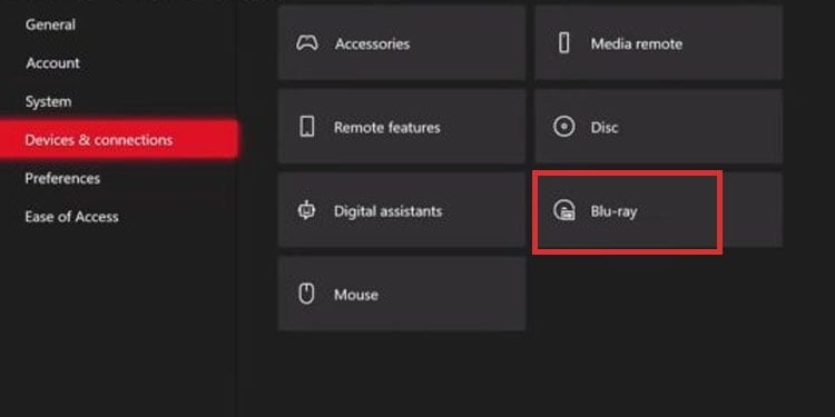 Settings > Devices & Connections > Blu-ray